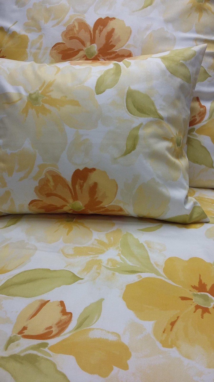 Pamut szatén ágynemű sárga virágos